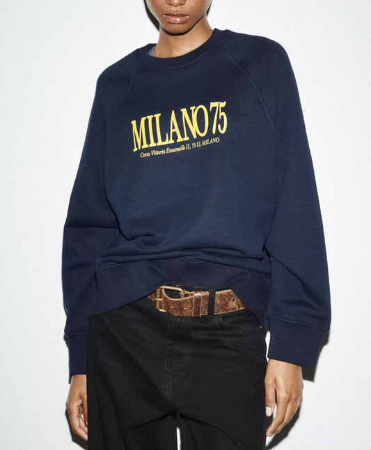 Autumn Women Casual Loose All Match round Neck Printed Sweater