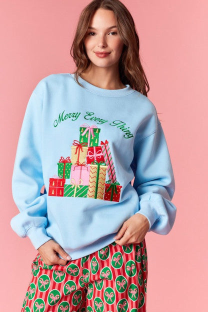 Winter Women Clothing Christmas Three Dimensional Embroidery round Neck Pullover Top Casual Sweatshirt Women