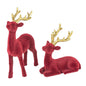 Christmas Carousel Collection - Red Flocked Deer - SET OF 2