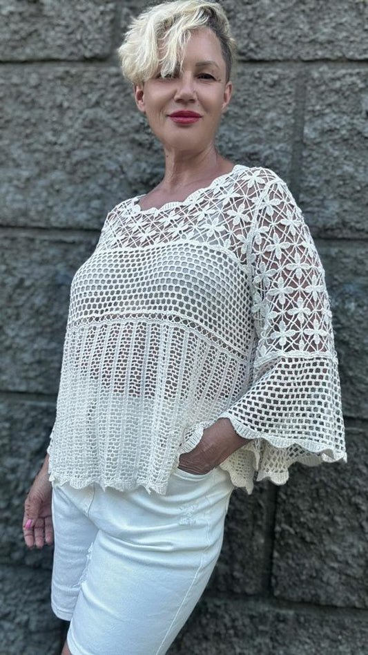 Women Crochet Lace Openwork Long Sleeved Knitted Cardigan Sun Protective Top