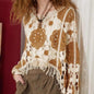 Women Knitted Openwork Fringed Casual Cardigan Top