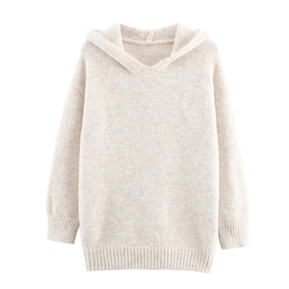 Winter Women Hooded Pullover Knitting Cardigan