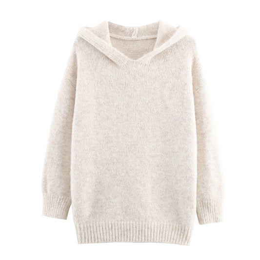 Winter Women Hooded Pullover Knitting Cardigan