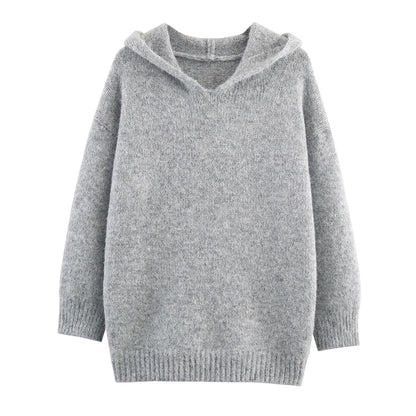 Winter Women Hooded Pullover Knitting Cardigan