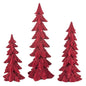 Flocked Red Trees - SET OF 3