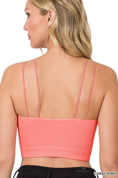 ZENANA Ribbed Seamless Double Strap Brami