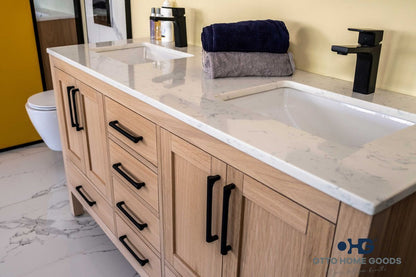 Ashley 60" Natural Oak Double Bowls Bathroom Cabinet
