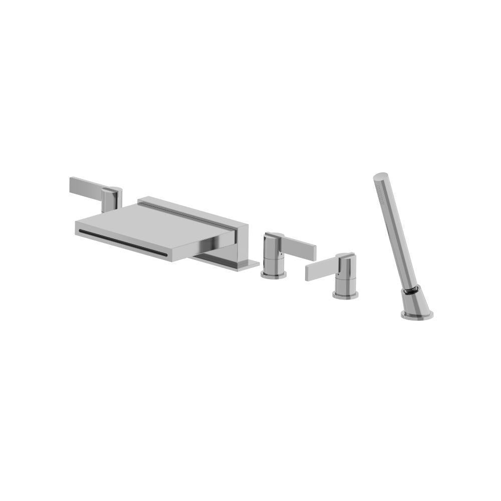 Flusso 145.2420CF Five Hole Deck Mounted Cascade Flow Roman Tub Faucet With Hand Shower