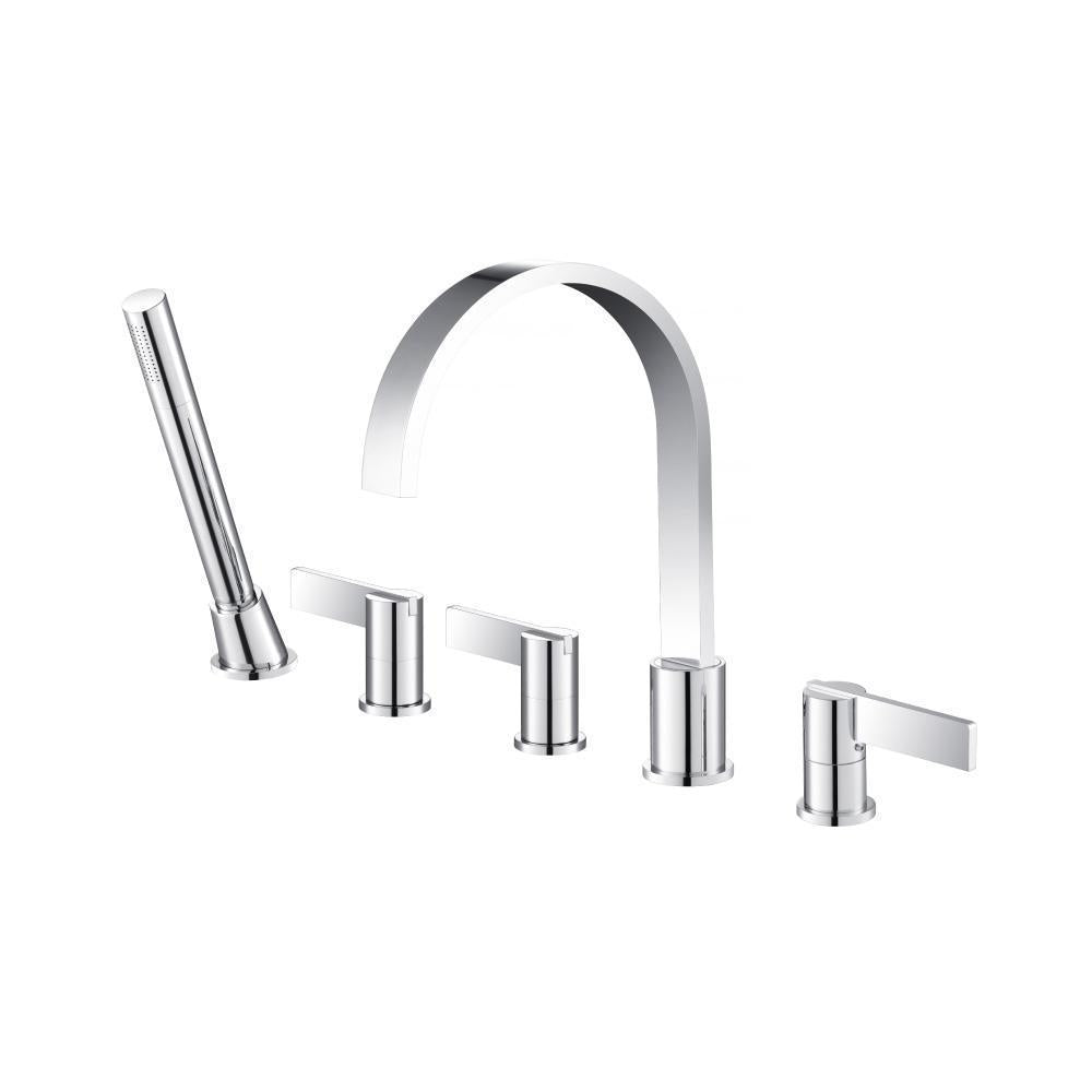 Flusso 145.2420 Five Hole Deck Mounted Roman Tub Faucet With Hand Shower