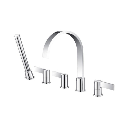 Flusso 145.2420 Five Hole Deck Mounted Roman Tub Faucet With Hand Shower