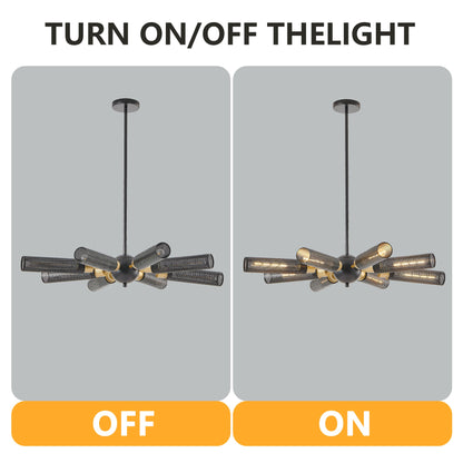 Modern Industrial Sputnik Chandelier, 8-Light Black and Gold Metal | Kitchen [Metal] | Kitchen + Metal