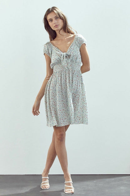 Bow Tie Front Cap Sleeves Emma Dress Daisy Floral | Apparel | Kitchen + Metal