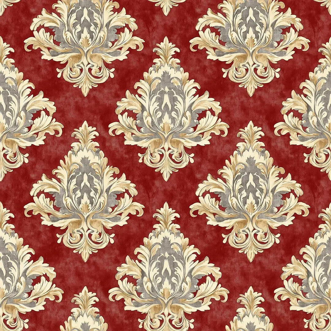 Regal Crimson Damask Tapestry