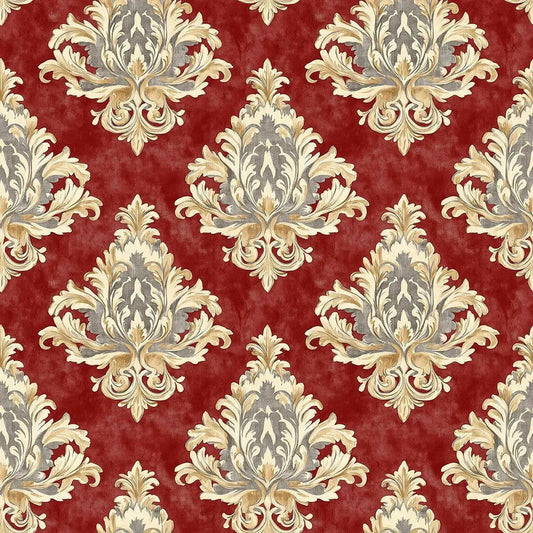 Regal Crimson Damask Tapestry
