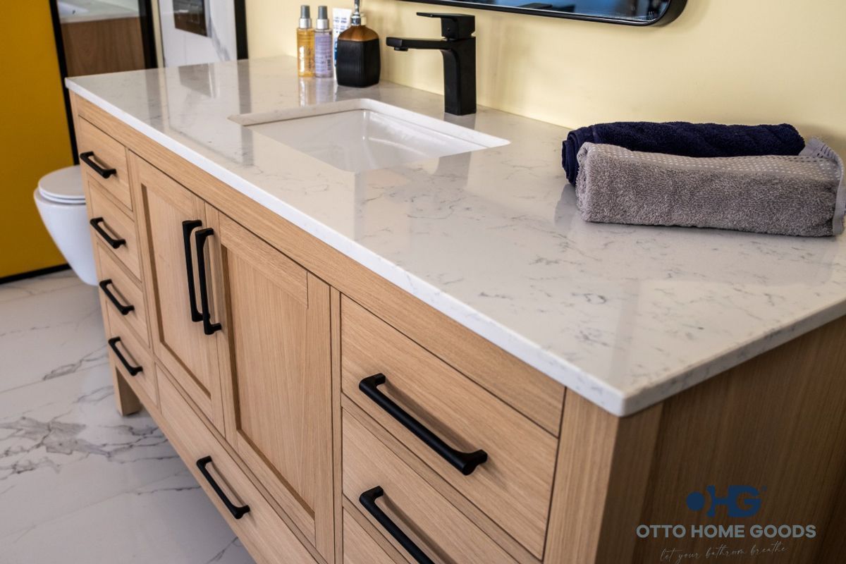 Ashley 60" Natural Oak Single Bowl Bathroom Cabinet