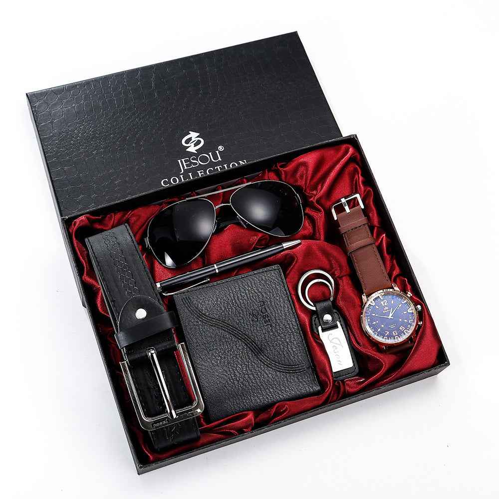 Mens Gift Set: Elegant Watch, Belt, and Wallet for Him - Perfect Men's Gift Set