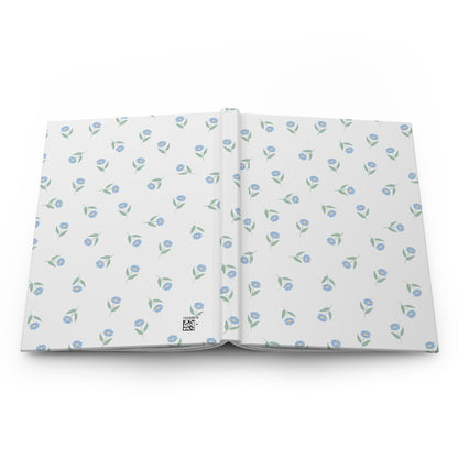 Customizable Blue Floral Hardcover Journal