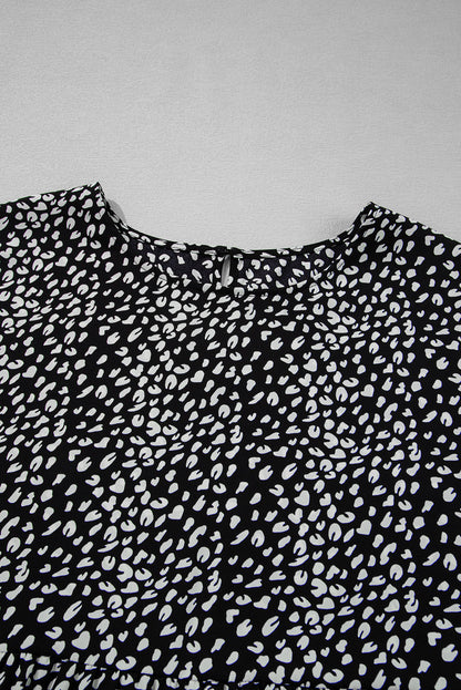 Black Leopard Print Flowy Tiered Plus Size Blouse