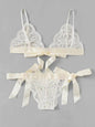 Split Cut Ruffled Sexy Lace Strap Three-Point Sexy Lingerie