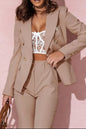 Full Size Plus Size Blazer Pantsuit with Lapel Collar and Long Sleeves