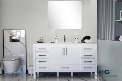Ashley 60" White Single Bowl Bathroom Cabinet