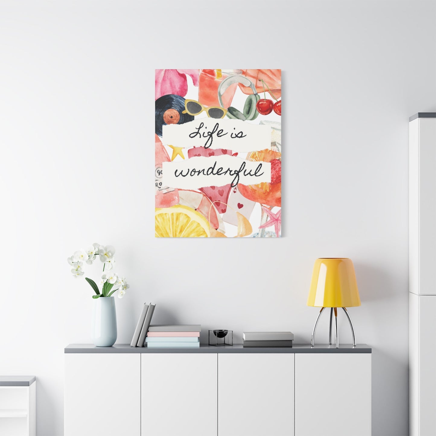 Life is Wonderful Canvas Wall Art, Colorful Decor, Inspirational Gift, Home Display, Summery Wall Art, Motivational Print