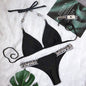 Swimsuit Sexy Crystal Diamond Women Swimwear Plain Strap Halter Bikini