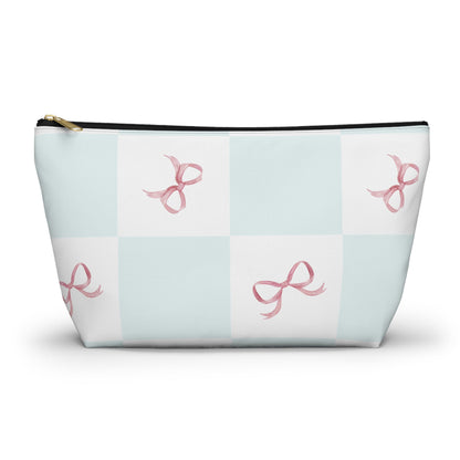 Customizable: Charming Ribbon Accessory Pouch, Makeup Bag, Gift for Her, T-bottom Style, Cute Storage, Birthday Present, Bridesmaid Gift