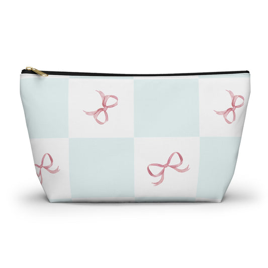 Customizable: Charming Ribbon Accessory Pouch, Makeup Bag, Gift for Her, T-bottom Style, Cute Storage, Birthday Present, Bridesmaid Gift