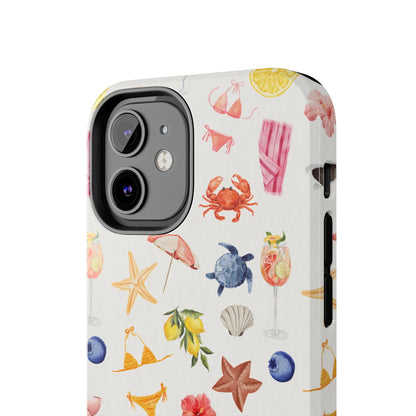 Customizable: Tropical Summer Phone Case, Vivid Coastal Design, Perfect Gift for Beach Lovers, Vacation Memories, Durable Tough Cases