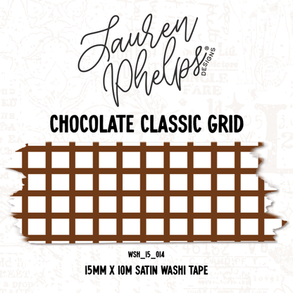 Chocolate Classic Grid 15mm washi