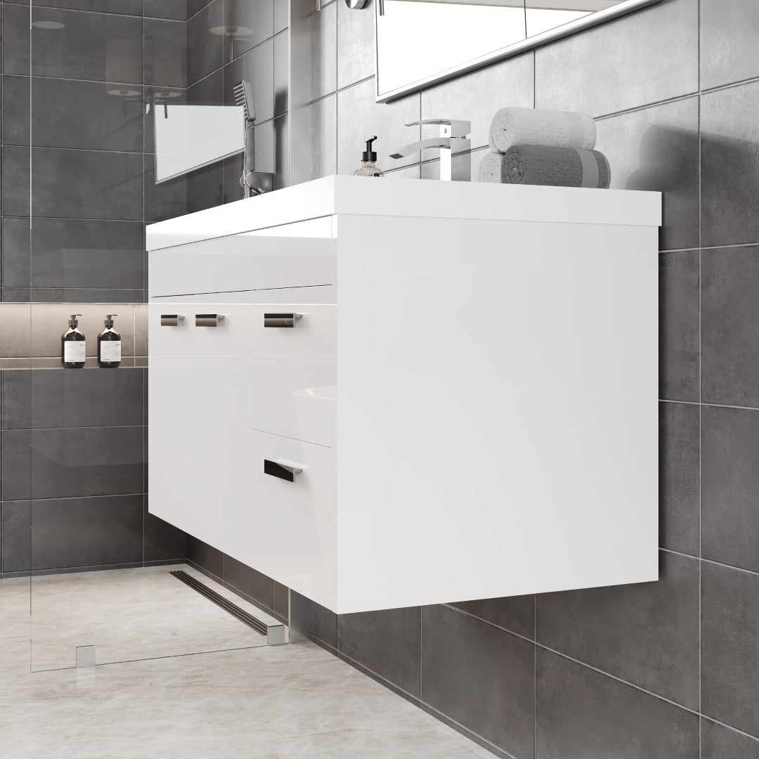 Eviva Lugano Bath Vanity with Acrylic Top and Integrated Sink (24"-84")