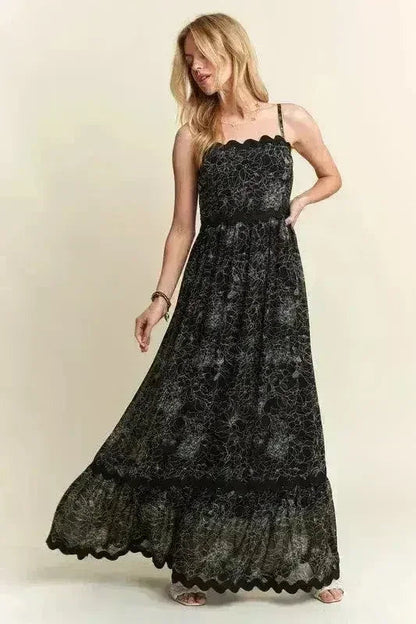 Floral Maxi Cami Dress – Adjustable Straps & Flowy Silhouette