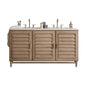 Portland 60" Double Vanity Cabinet, Whitewashed Walnut