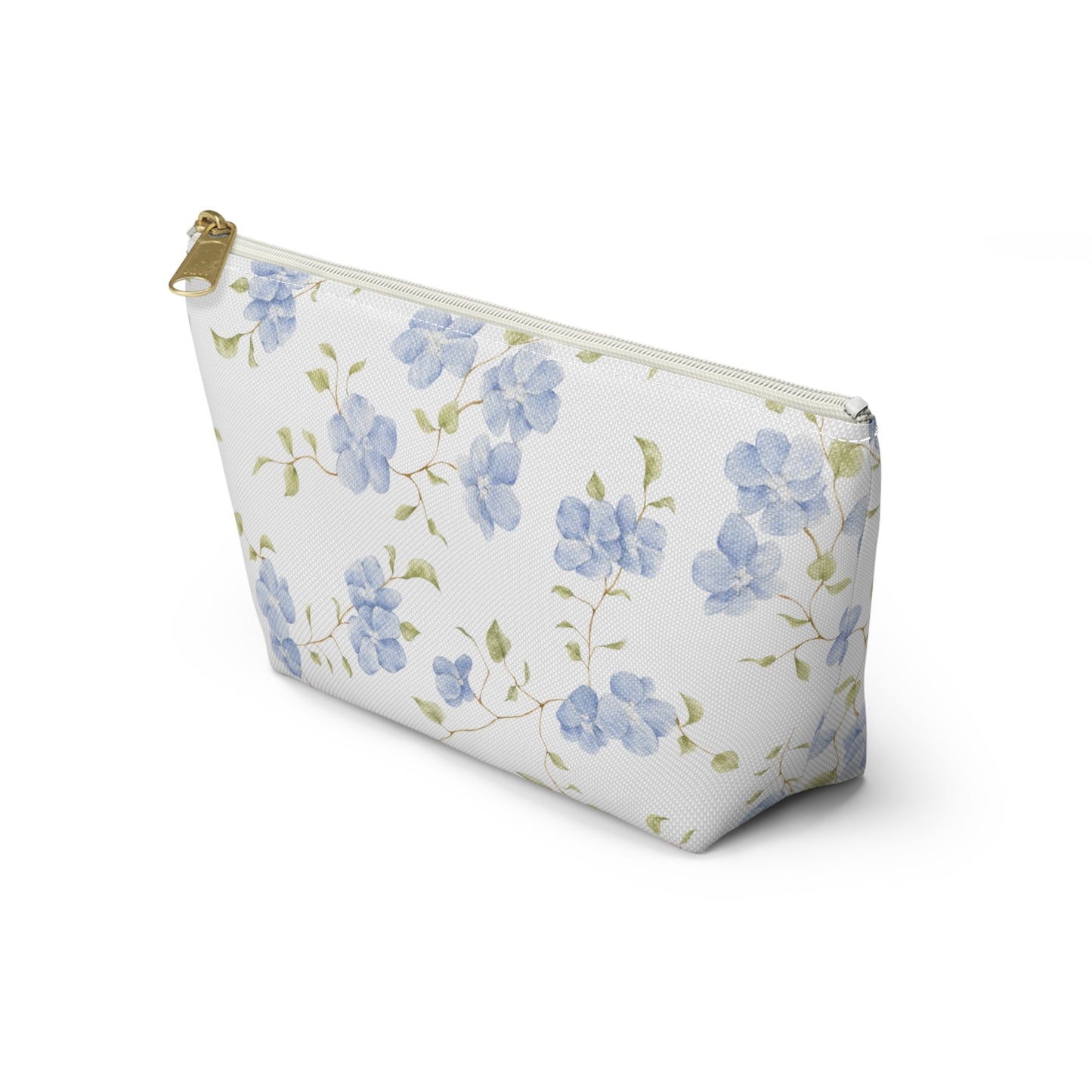 Customizable: Floral Accessory Pouch, Cosmetic Bag, Makeup Organizer, Gift for Her, Travel Essentials, Blue Floral Design