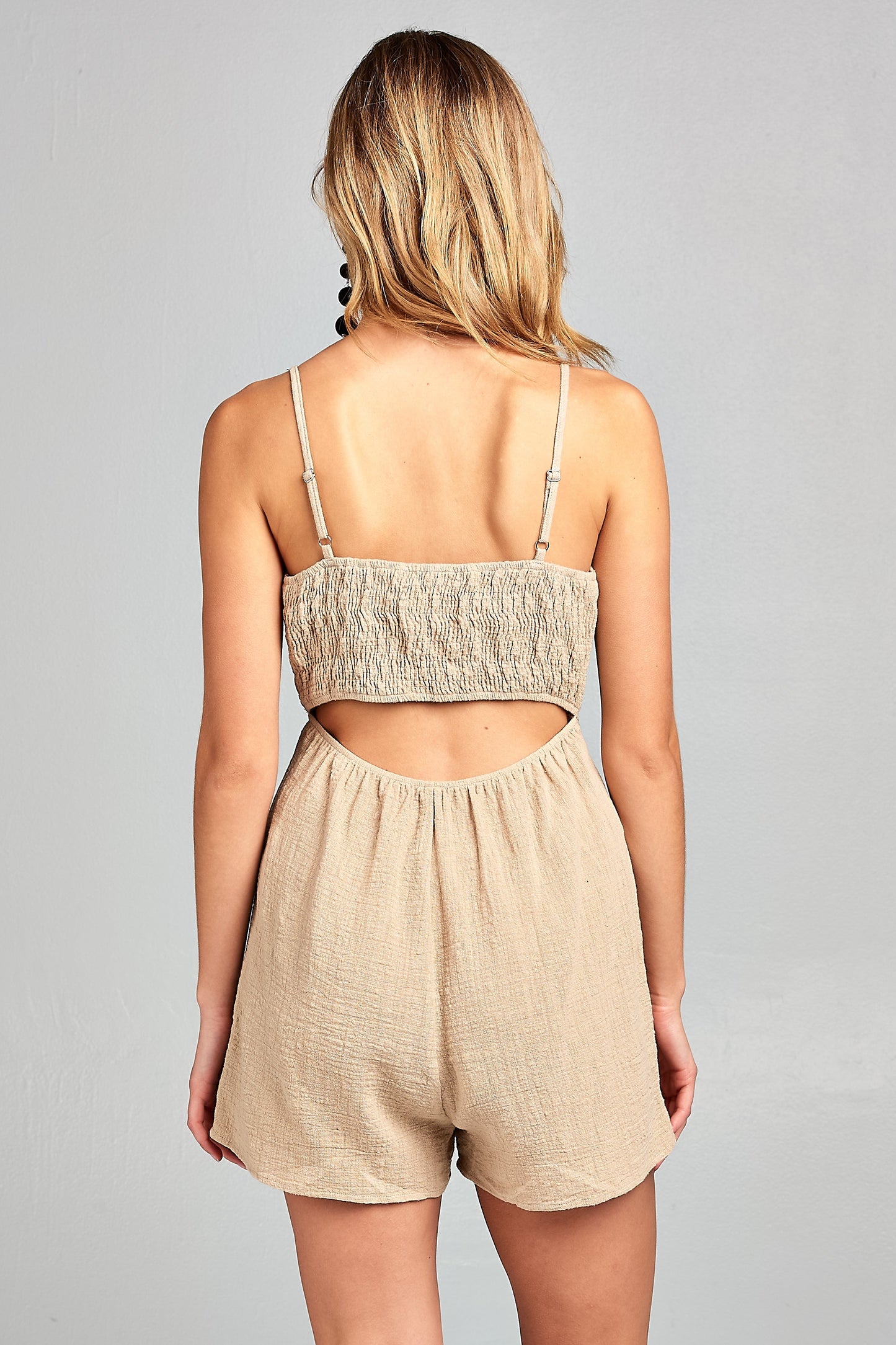 Women's Front Tie Tank Romper with Open back | Apparel | Kitchen + Metal