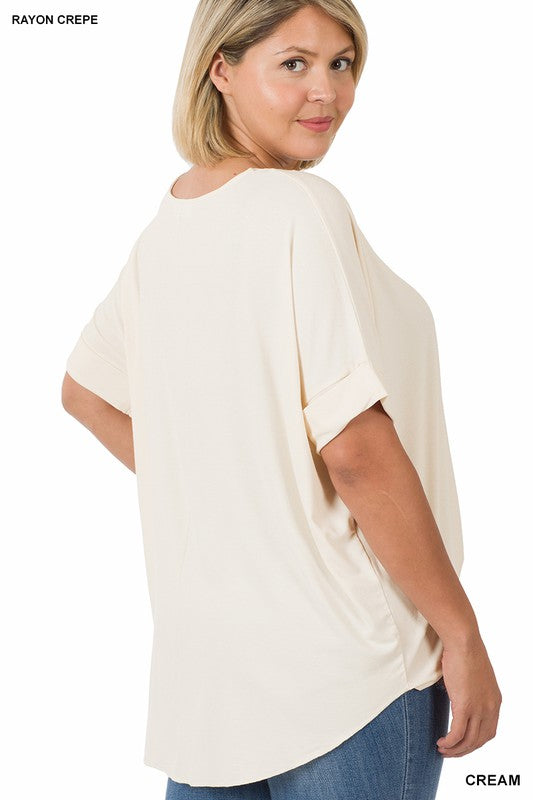 ZENANA Plus Rayon Span Crepe Layered-Look Top