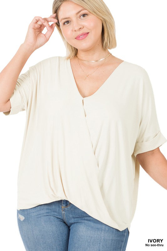 ZENANA Plus Rayon Span Crepe Layered-Look Top