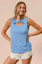 BiBi Rayon Span Knit Women's Top - Sleeveless Cut Out Front Fashion