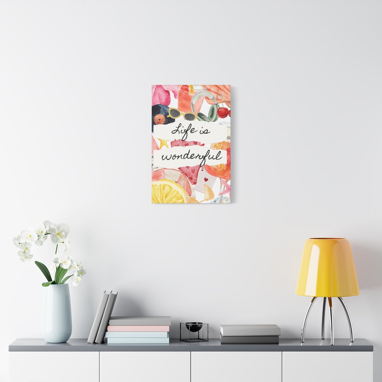 Life is Wonderful Canvas Wall Art, Colorful Decor, Inspirational Gift, Home Display, Summery Wall Art, Motivational Print