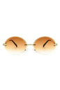 Round Oval Rimless Circle Vintage Sunglasses