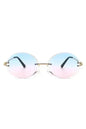 Round Oval Rimless Circle Vintage Sunglasses