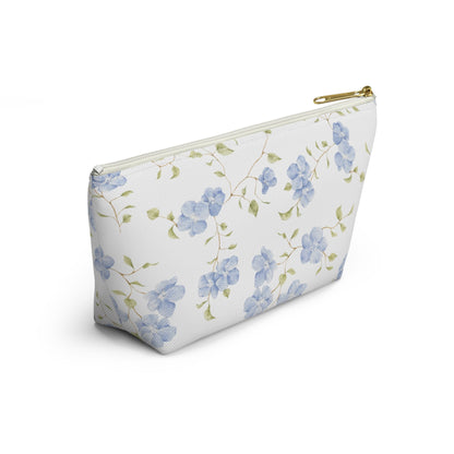 Customizable: Floral Accessory Pouch, Cosmetic Bag, Makeup Organizer, Gift for Her, Travel Essentials, Blue Floral Design
