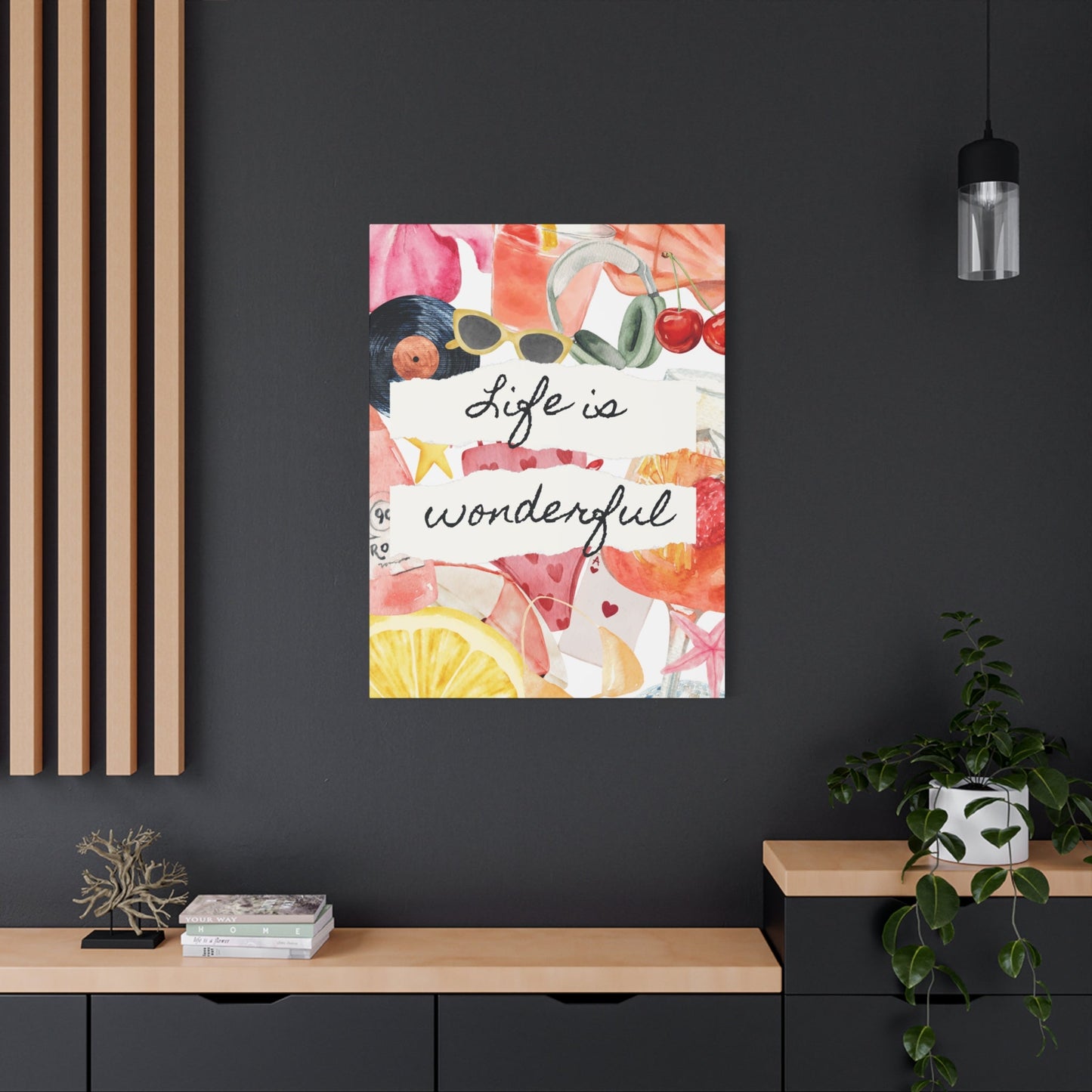 Life is Wonderful Canvas Wall Art, Colorful Decor, Inspirational Gift, Home Display, Summery Wall Art, Motivational Print