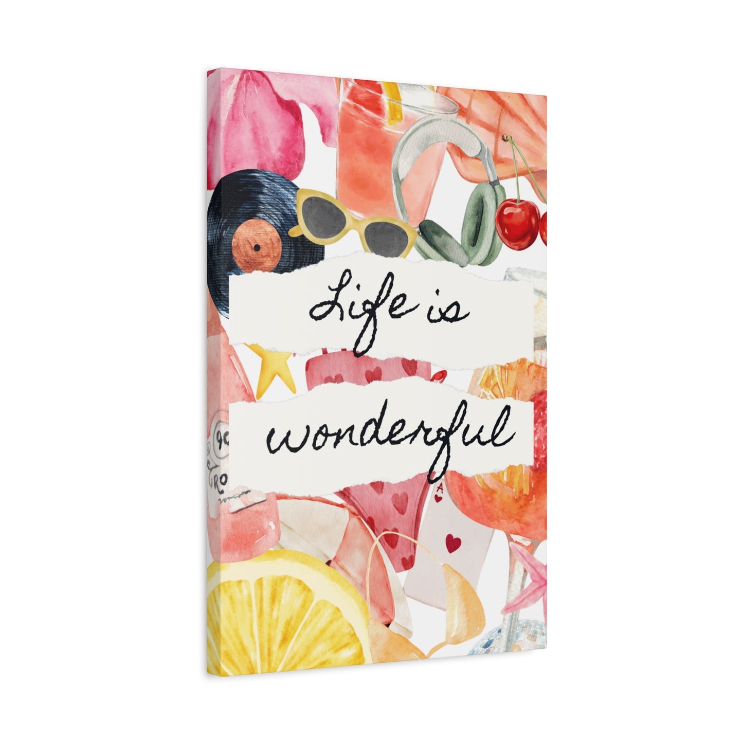 Life is Wonderful Canvas Wall Art, Colorful Decor, Inspirational Gift, Home Display, Summery Wall Art, Motivational Print