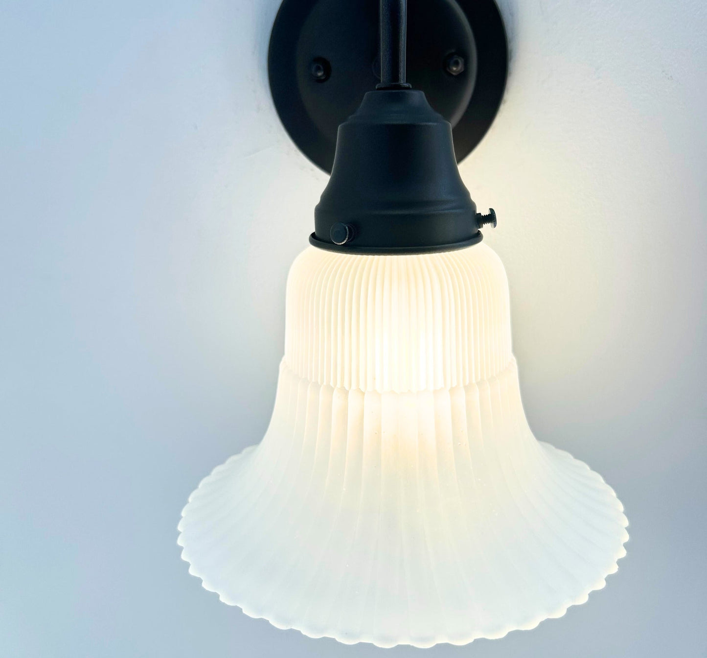 Large Antique Super Flare Frosted Glass Wall Sconce