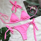Bikini Bright Crystal Swimsuit Solid Color Lace-up High-end Sexy Swimsuit Women Swimsuit