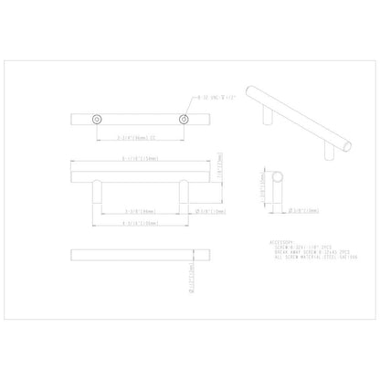 96 mm Center-to-Center Hollow Matte Black Stainless Steel Naples Cabinet Bar Pull