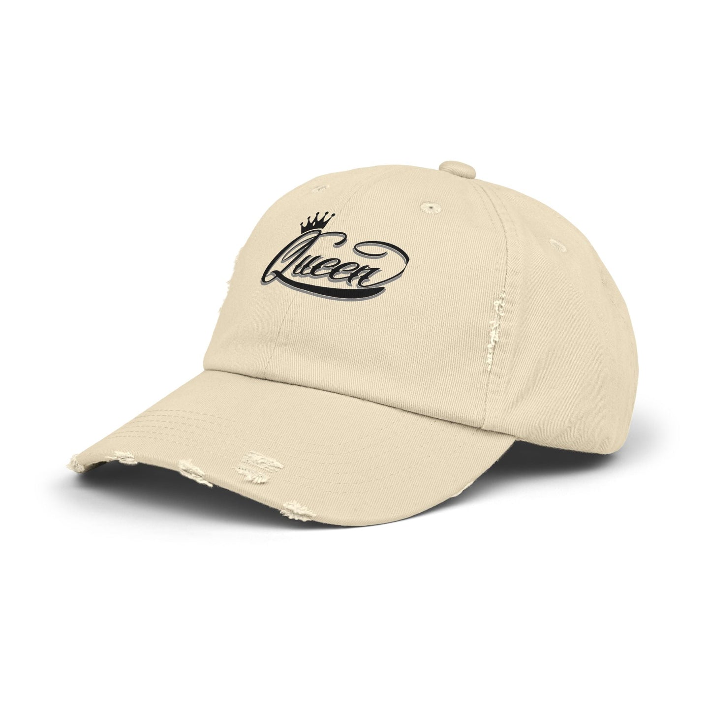 Distressed Queen Cap - Vintage Style Unisex Baseball Hat, Hip Hop Headgear & Streetwear Fashion Accessory