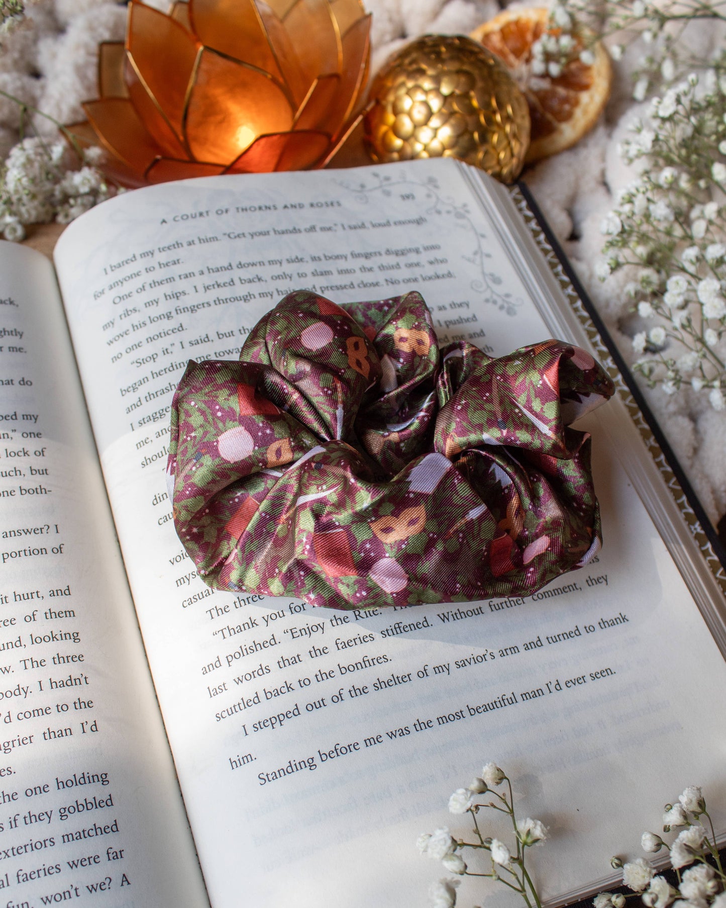Meaggie Moos - Bookish Satin Scrunchie | A Court of Thorns and Roses